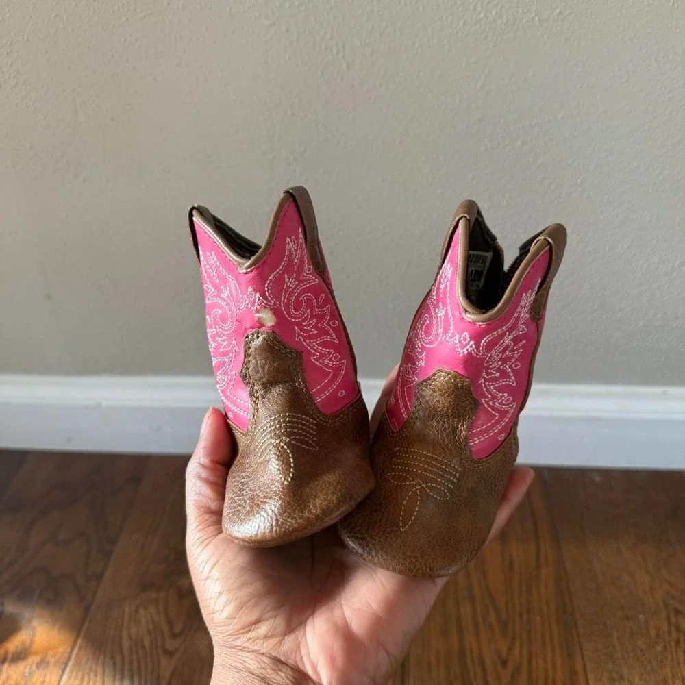 Durango Infant Cowboy Boots Pink Tan 6–12M